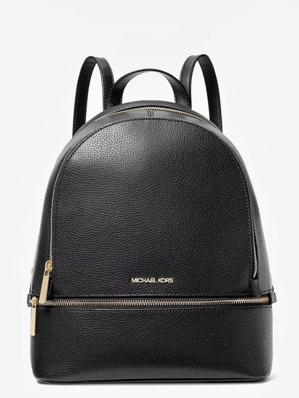 Michael Kors Rhea Medium Pebbled Leather Backpack in Black